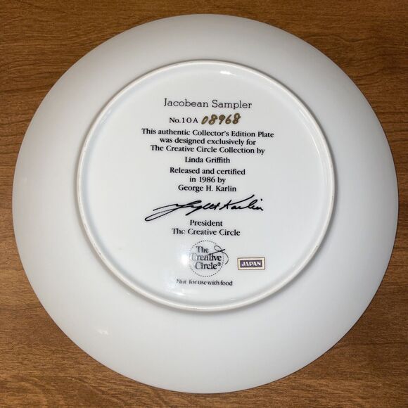 Creative Circle Jacobean Sampler Plate 1986 Count Your Life By Smiles Not Tears - Picture 3 of 7